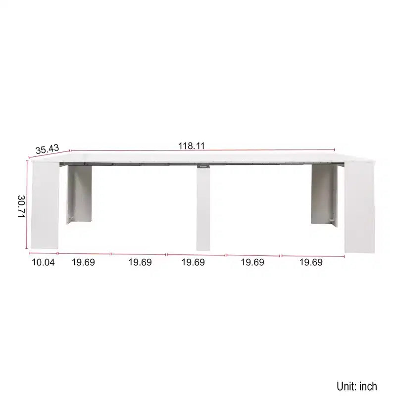 Grande console extensible multifonctionnelle de 118.11, table à manger pour 5-8 personnes