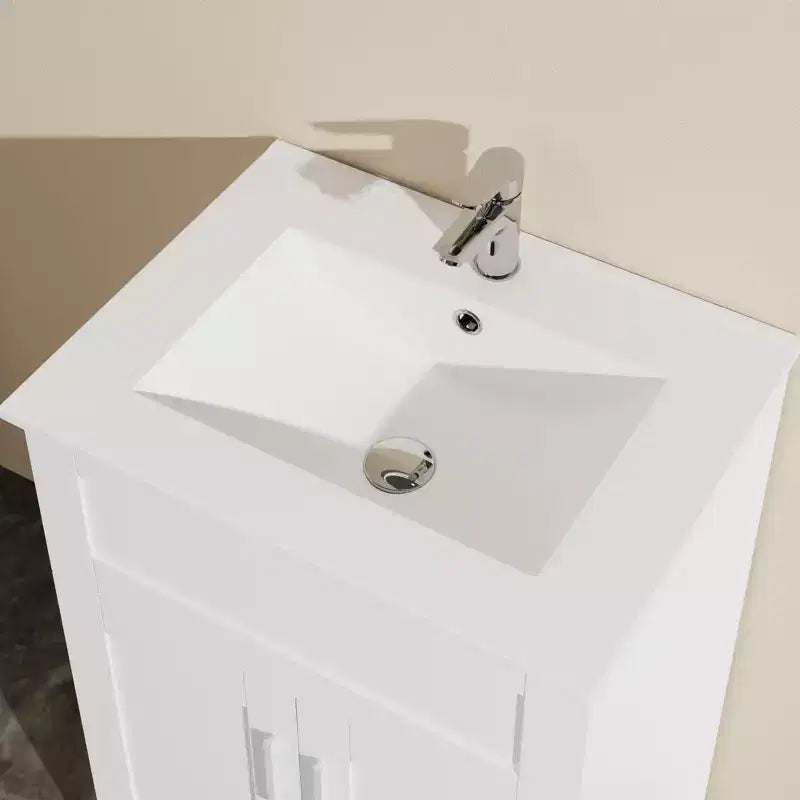 Ensemble meuble-lavabo de salle de bains et meuble à linge avec évier de 24, blanc