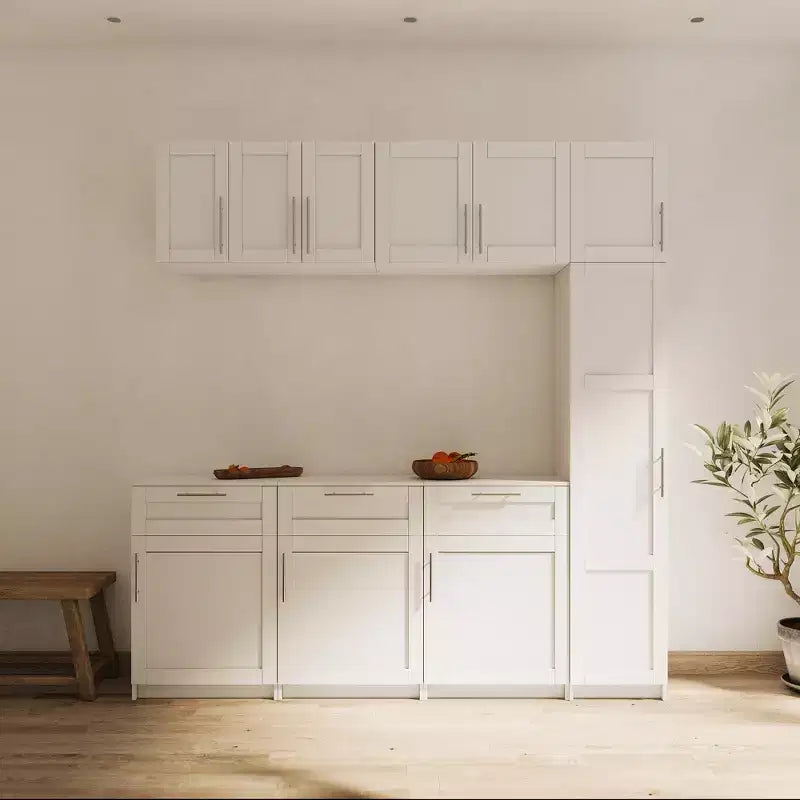 Armoire de rangement murale haute empilable à 3 niveaux avec étagères réglables
