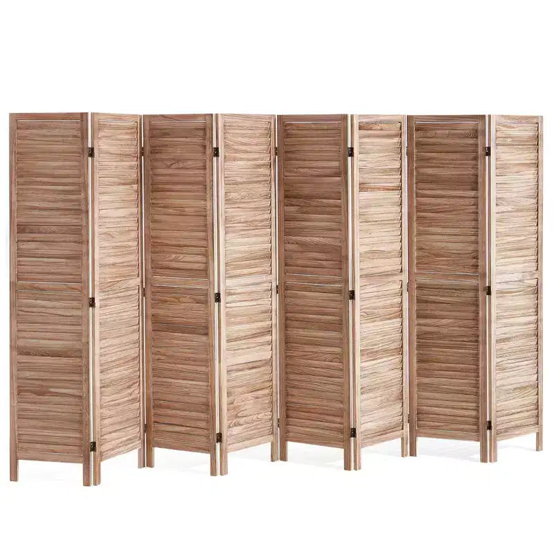 VEVOR Wood Room Divider, 8 Panel Wood Folding Privacy Screen, 66.9 Inches Tall Indoor Louvered Partition Divider, Portable Decoration Screen