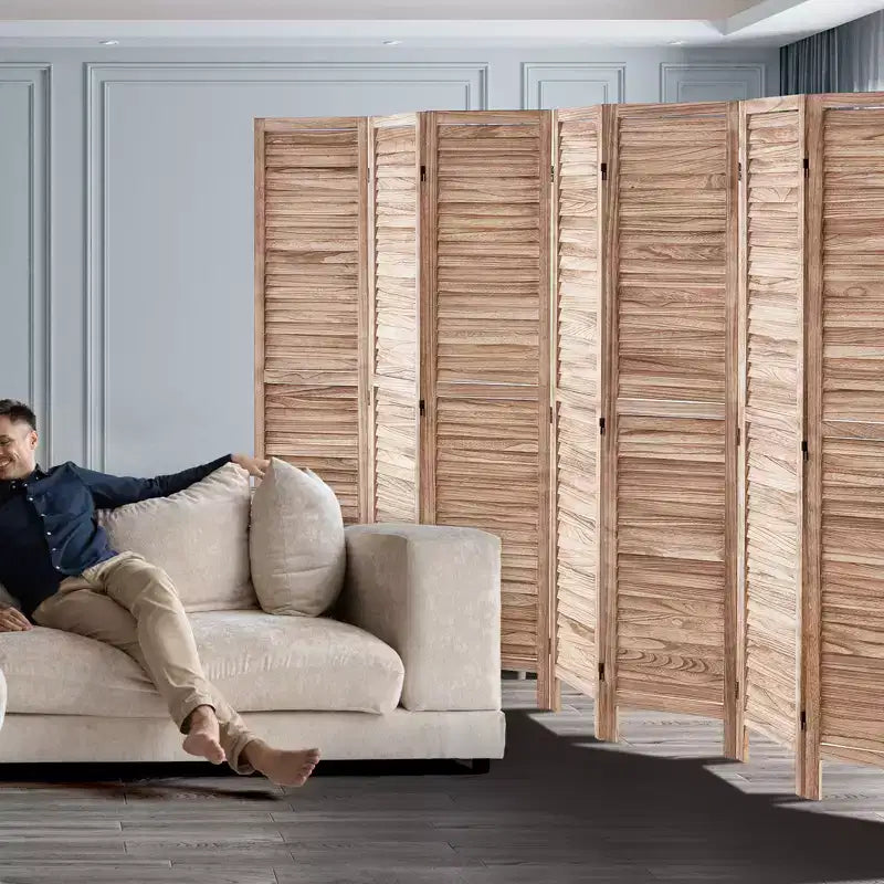 Paravent en bois, écran pliant d’intimité à 8 panneaux, cloison intérieure à persiennes de 66,9 pouces de hauteur, paravent décoratif portable