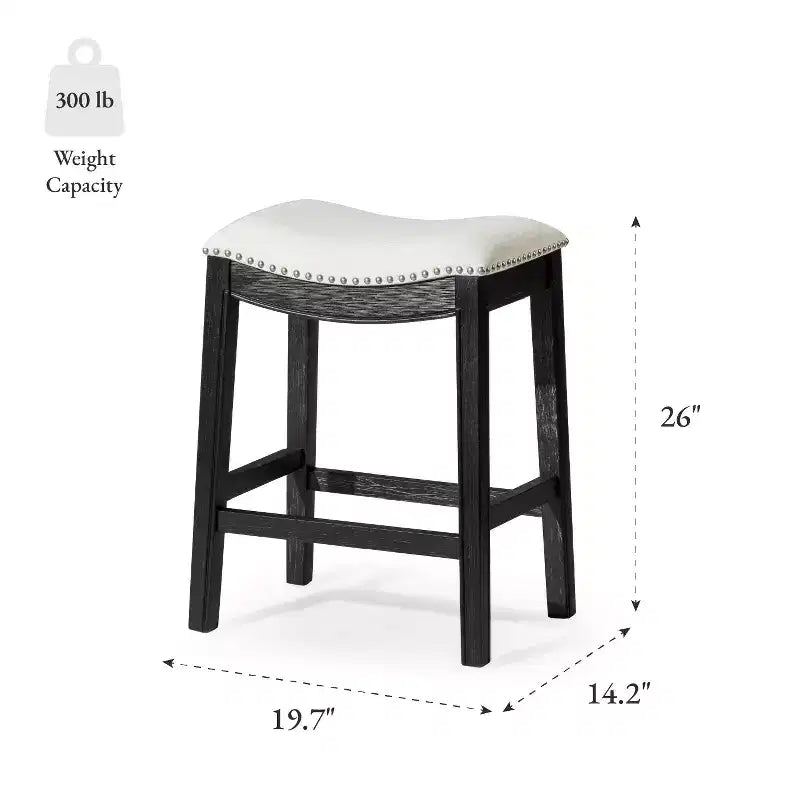 Tabouret de comptoir en forme de selle sans dossier, revêtement en tissu 26