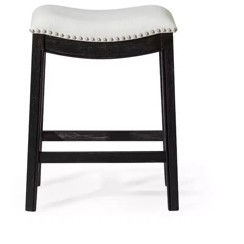 Tabouret de comptoir en forme de selle sans dossier, revêtement en tissu 26