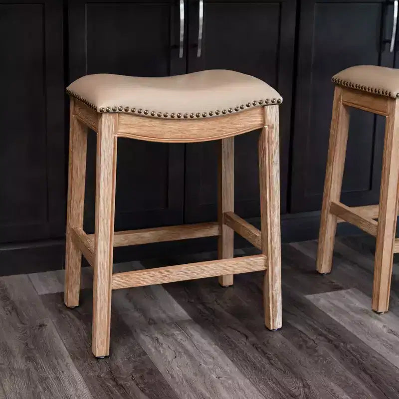 Rückenloser Thekenhocker im Satteldesign mit Stoffbezug 26