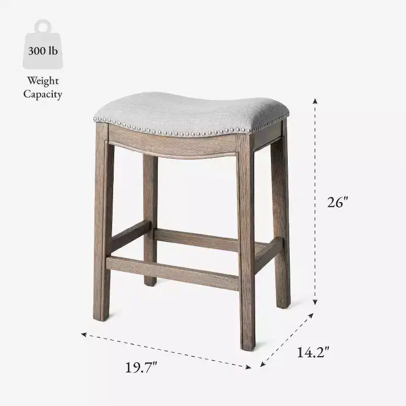 Rückenloser Thekenhocker im Satteldesign mit Stoffbezug 26
