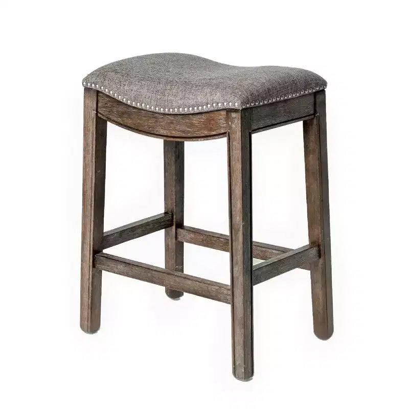 Tabouret de comptoir en forme de selle sans dossier, revêtement en tissu 26