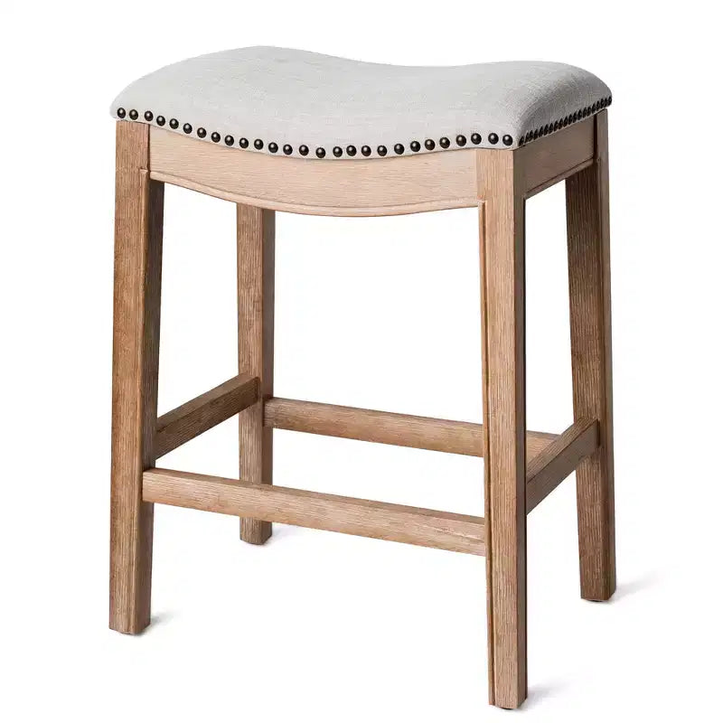 Tabouret de comptoir en forme de selle sans dossier, revêtement en tissu 26