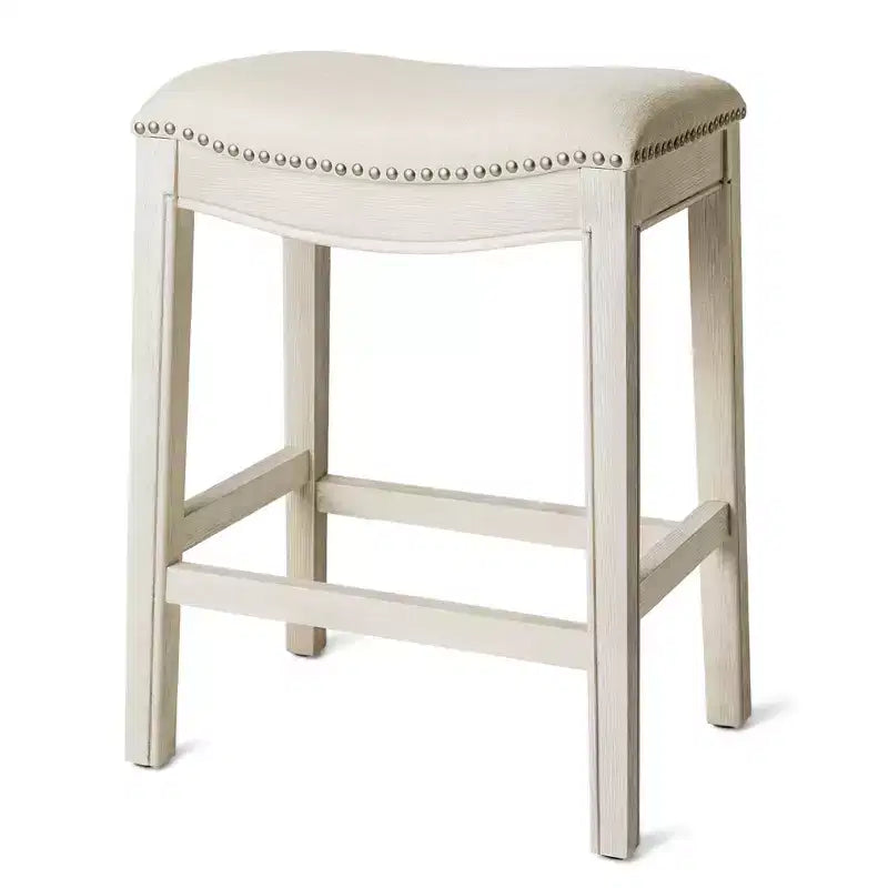 Tabouret de comptoir en forme de selle sans dossier, revêtement en tissu 26