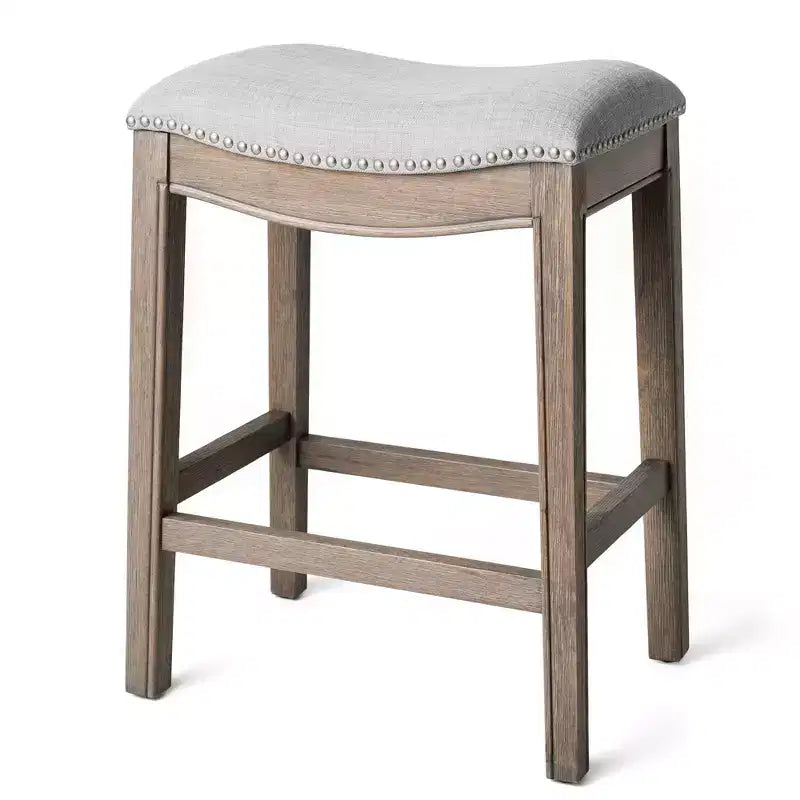 Tabouret de comptoir en forme de selle sans dossier, revêtement en tissu 26