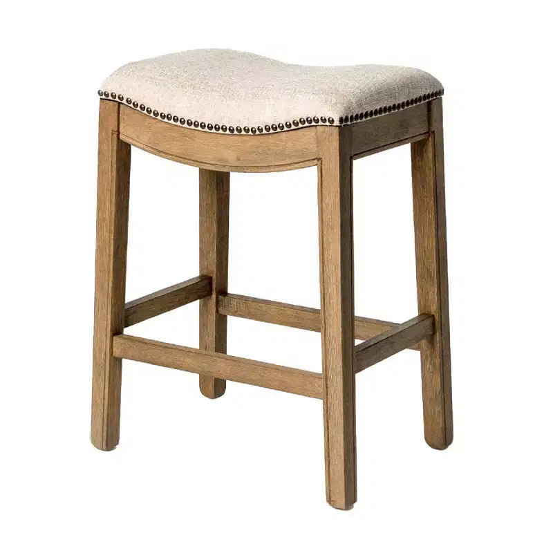 Tabouret de comptoir en forme de selle sans dossier, revêtement en tissu 26