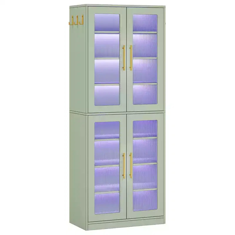 Bibliothèque blanche éclairée par LED, vitrine à porte en acrylique avec éclairage RVB télécommandé
