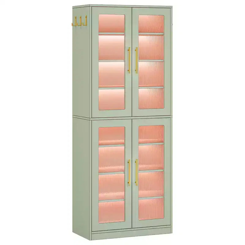 Bibliothèque blanche éclairée par LED, vitrine à porte en acrylique avec éclairage RVB télécommandé