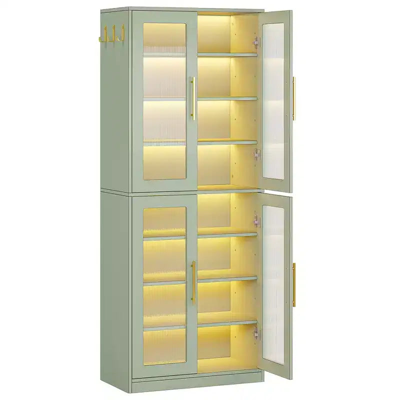 Bibliothèque blanche éclairée par LED, vitrine à porte en acrylique avec éclairage RVB télécommandé