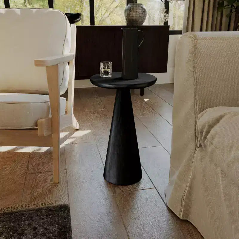 Mesa auxiliar rústica redonda de madera para bebidas 12x20