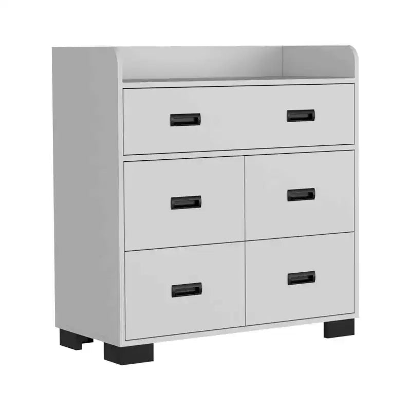 Cómoda de 4 cajones con un cajón doble, cómoda moderna con amplio espacio de almacenamiento y rieles metálicos, tablero superior resistente