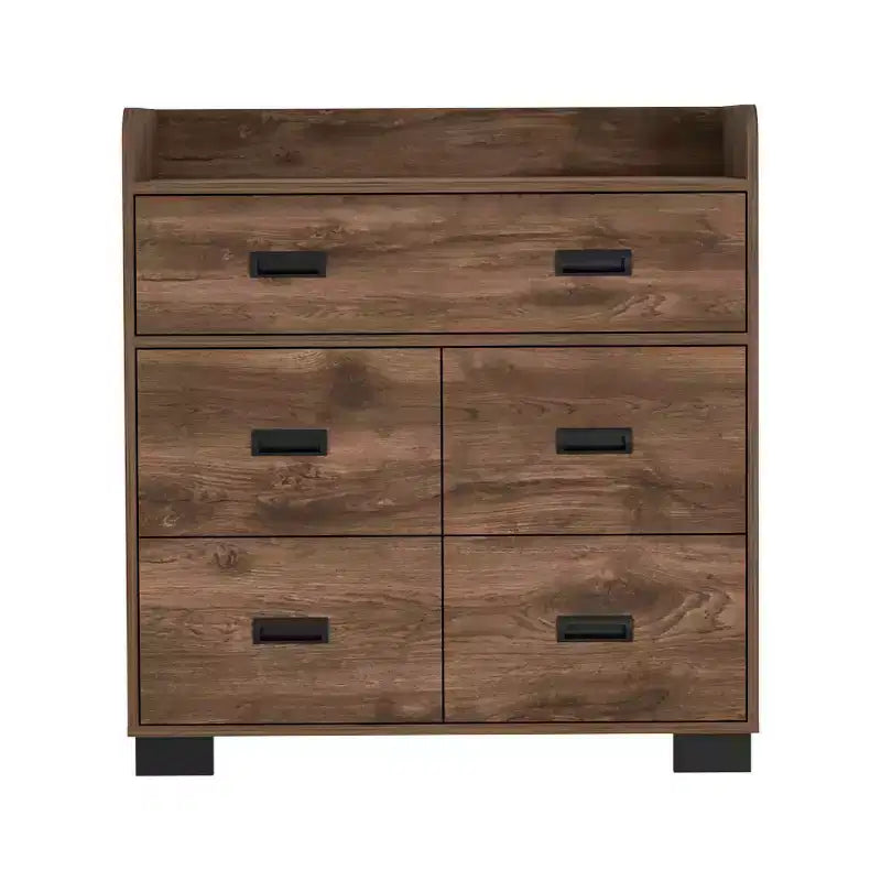 Cómoda de 4 cajones con un cajón doble, cómoda moderna con amplio espacio de almacenamiento y rieles metálicos, tablero superior resistente