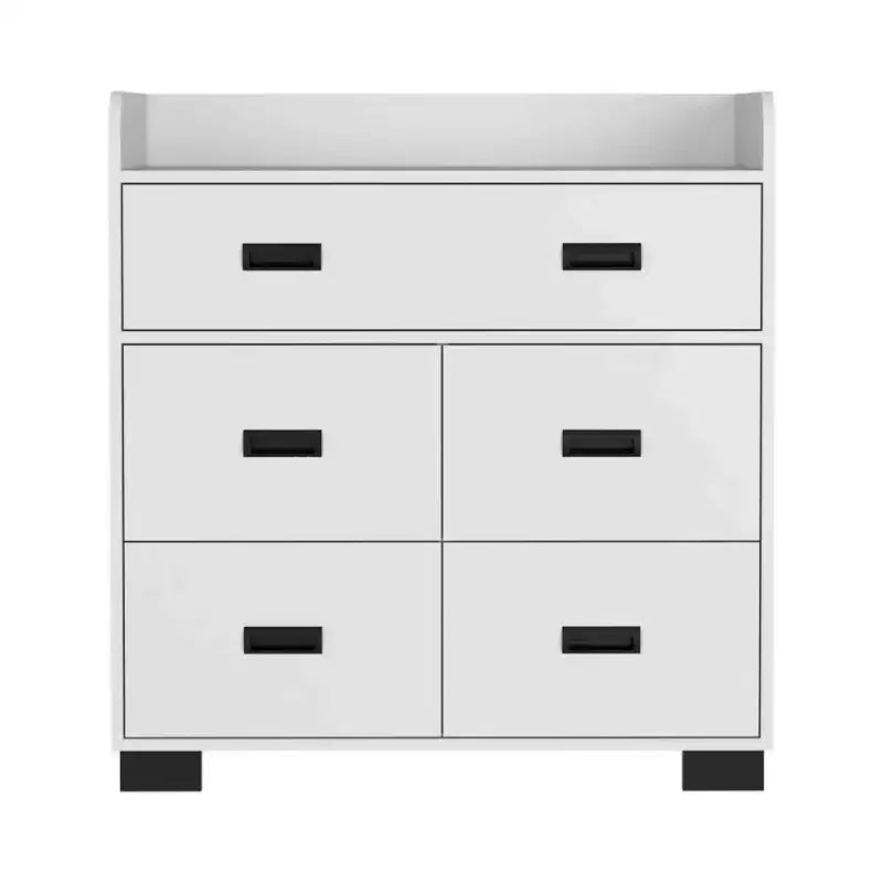 Cómoda de 4 cajones con un cajón doble, cómoda moderna con amplio espacio de almacenamiento y rieles metálicos, tablero superior resistente