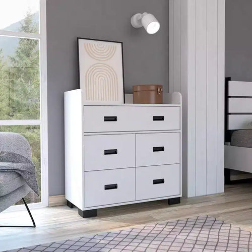 Kommode mit 4 Schubladen, davon eine Doppelschublade, moderne Kommode mit viel Stauraum und Metallschienen, hochwertige Oberfläche