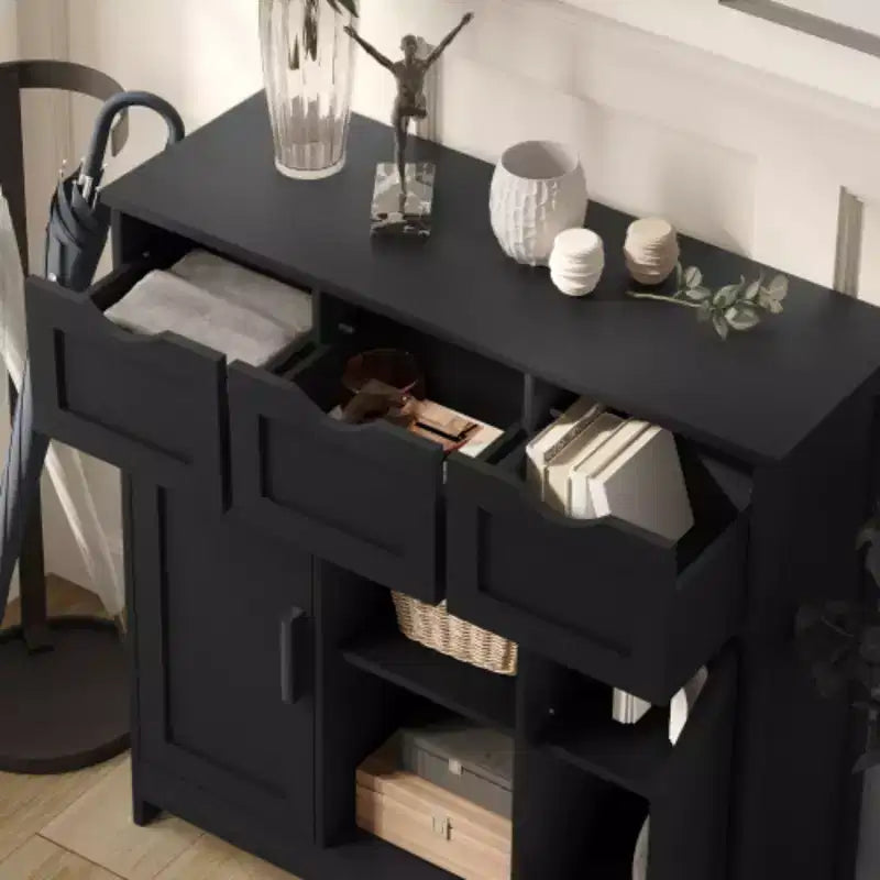 Armarios de almacenamiento, armario de piso de madera con cajones y estantes, armario decorativo para sala de estar, dormitorio y baño, decoración del hogar