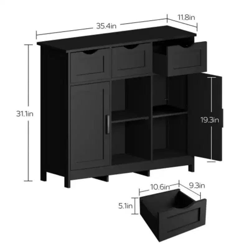 Armarios de almacenamiento, armario de piso de madera con cajones y estantes, armario decorativo para sala de estar, dormitorio y baño, decoración del hogar