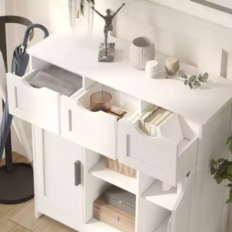 Armarios de almacenamiento, armario de piso de madera con cajones y estantes, armario decorativo para sala de estar, dormitorio y baño, decoración del hogar