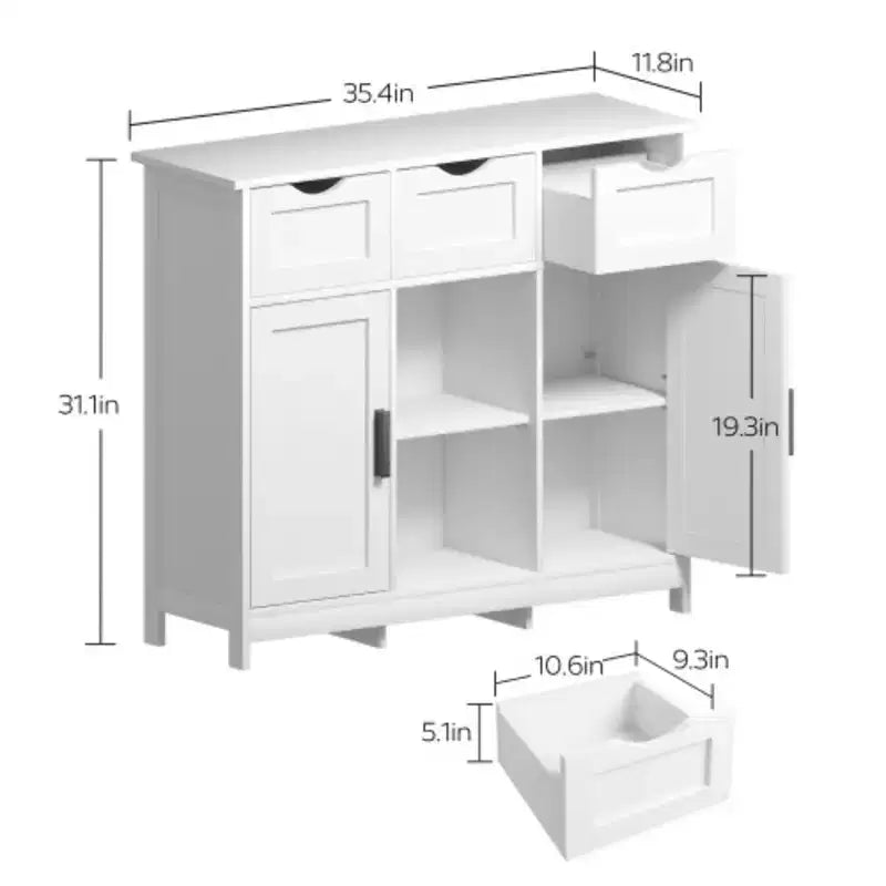 Armarios de almacenamiento, armario de piso de madera con cajones y estantes, armario decorativo para sala de estar, dormitorio y baño, decoración del hogar