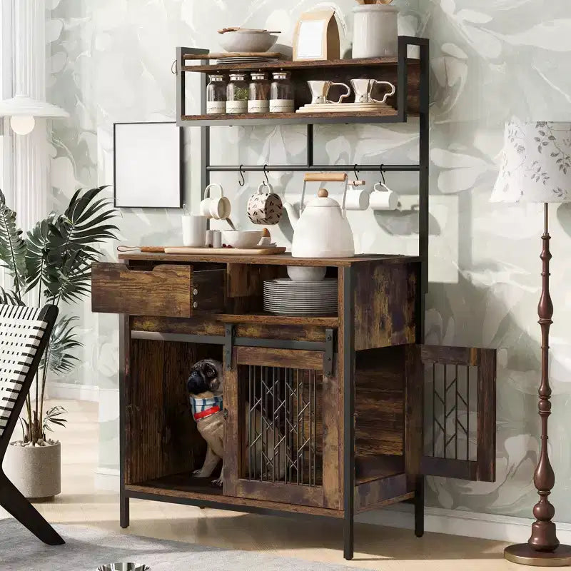 Hundekäfig-Möbel mit Ablageregalen, haustierfreundliches Küchen-Bäckerregal mit Haustierkäfig, Hundekäfig-Couchtischschrank für Wohnzimmer und Eingangsbereich