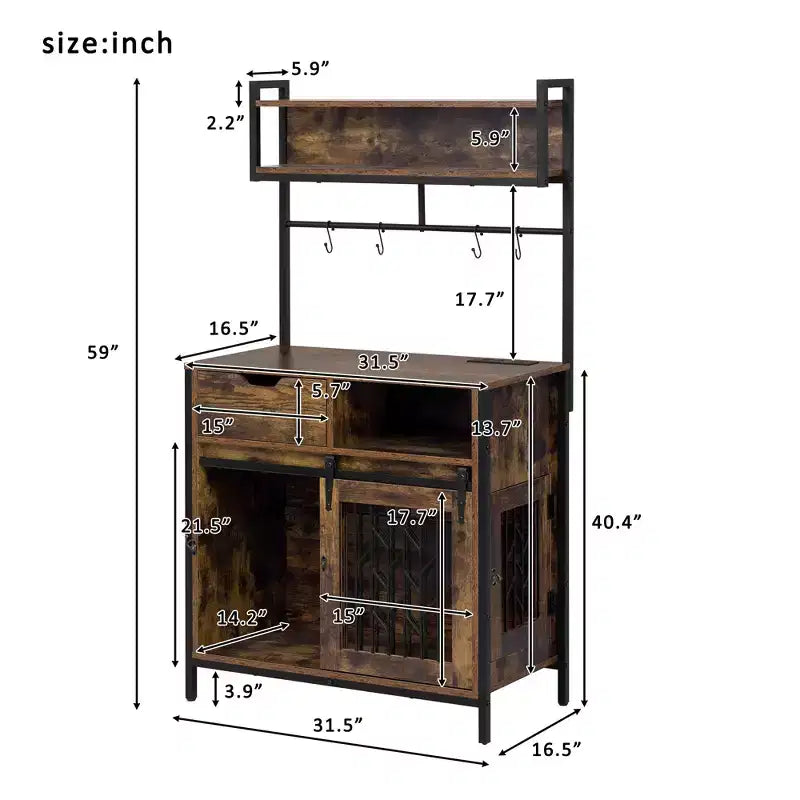 Hundekäfig-Möbel mit Ablageregalen, haustierfreundliches Küchen-Bäckerregal mit Haustierkäfig, Hundekäfig-Couchtischschrank für Wohnzimmer und Eingangsbereich