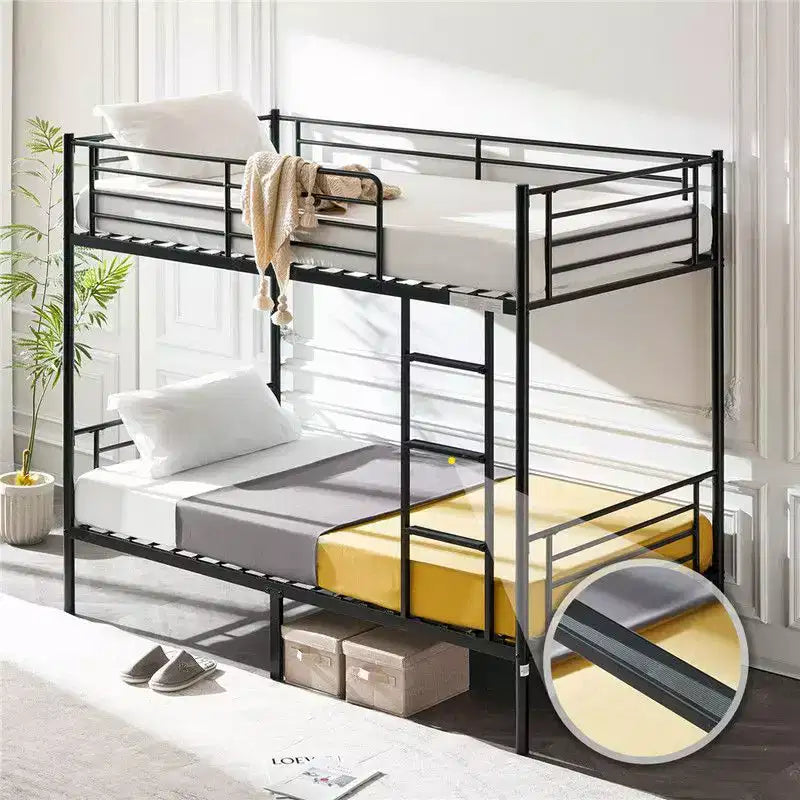 Lit superposé blanc pour enfants/adultes, deux places superposées, avec escalier et barreaux plats