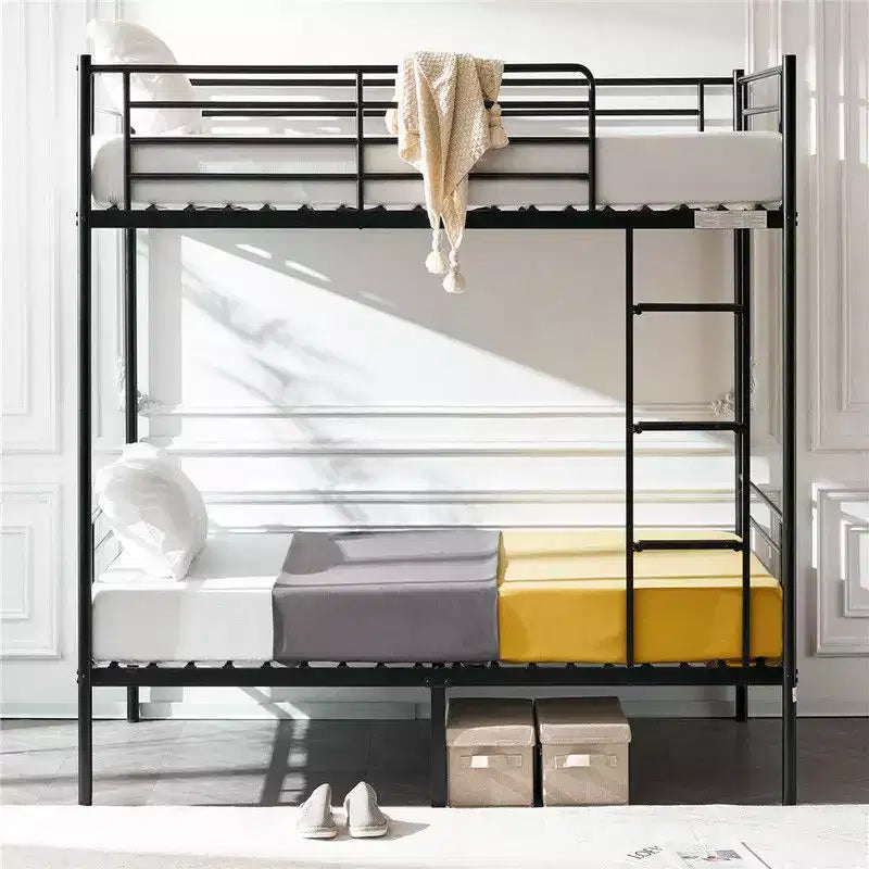 Lit superposé blanc pour enfants/adultes, deux places superposées, avec escalier et barreaux plats