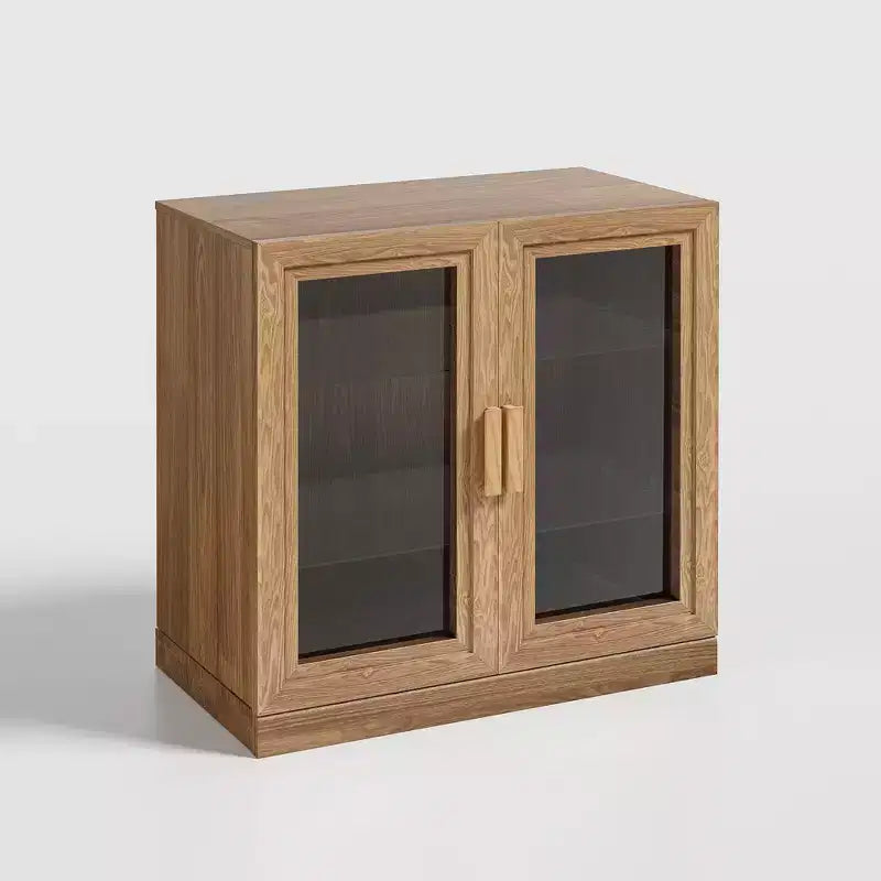 Akzentschrank aus Holz, 31x62x16, Aufbewahrungsorganizer mit verstellbaren Regalböden und Glastüren für Küche, Schlafzimmer, Eingangsbereich, Wohnzimmer und Esszimmer