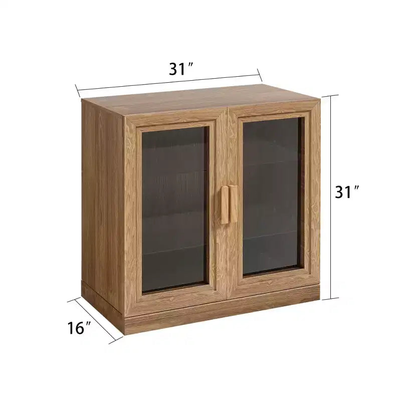 Akzentschrank aus Holz, 31x62x16, Aufbewahrungsorganizer mit verstellbaren Regalböden und Glastüren für Küche, Schlafzimmer, Eingangsbereich, Wohnzimmer und Esszimmer