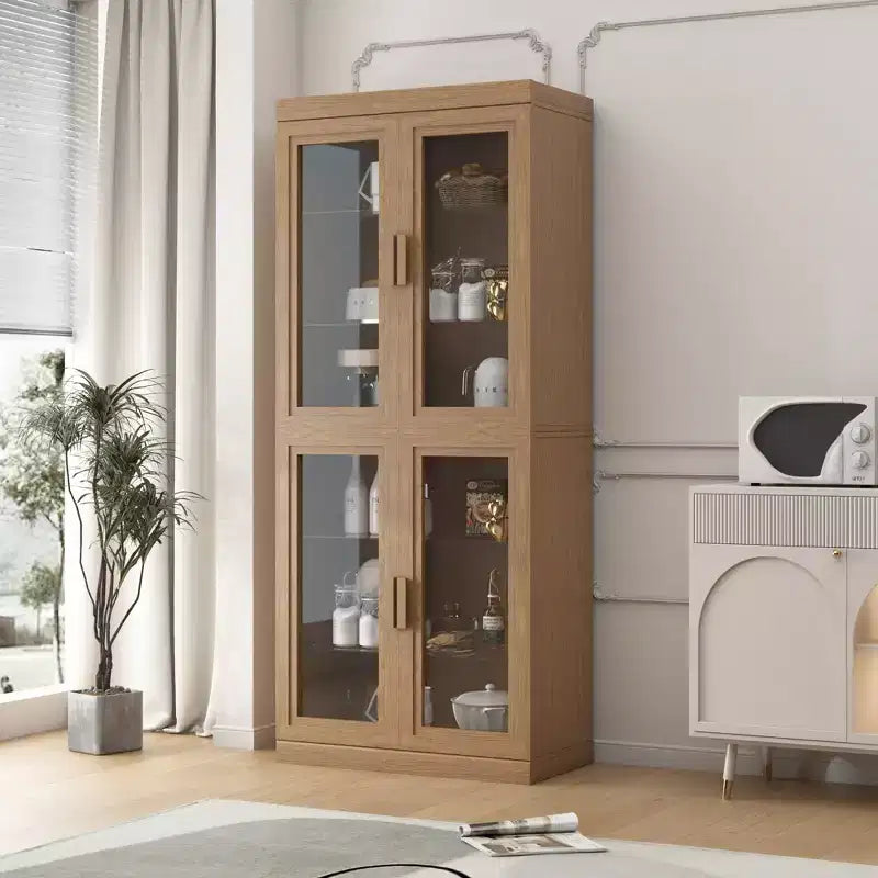 Meuble d’appoint en bois 72x31x16 avec étagères réglables et portes vitrées, pour cuisine, chambre, entrée, salon/salle à manger