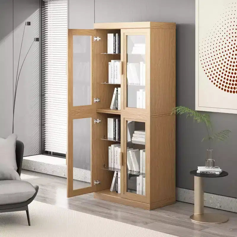 Meuble d’appoint en bois 72x31x16 avec étagères réglables et portes vitrées, pour cuisine, chambre, entrée, salon/salle à manger