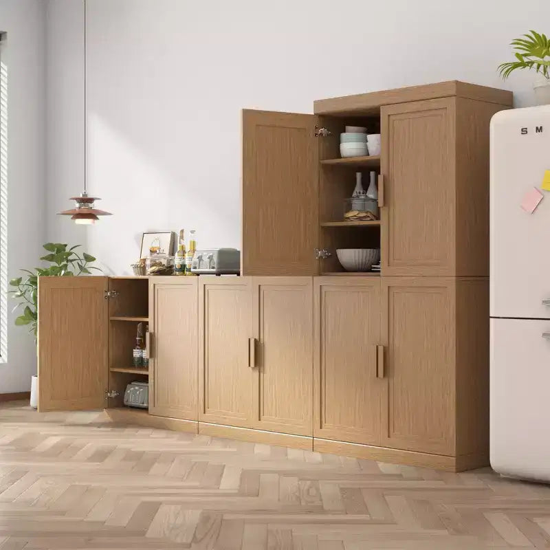Meuble d’appoint en bois 62x62x16, couleur naturelle, avec étagères réglables, pour cuisine, chambre, entrée, salon ou salle à manger