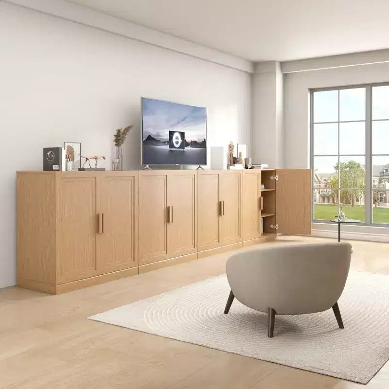 Meuble d’appoint en bois 62x62x16, couleur naturelle, avec étagères réglables, pour cuisine, chambre, entrée, salon ou salle à manger