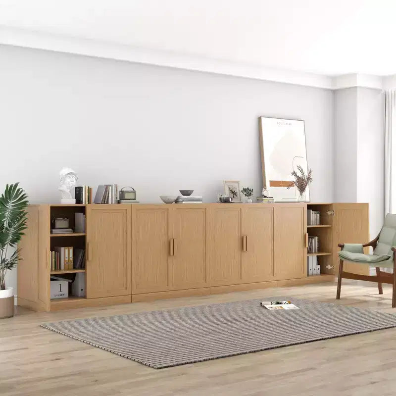 Meuble d’appoint en bois 62x62x16, couleur naturelle, avec étagères réglables, pour cuisine, chambre, entrée, salon ou salle à manger