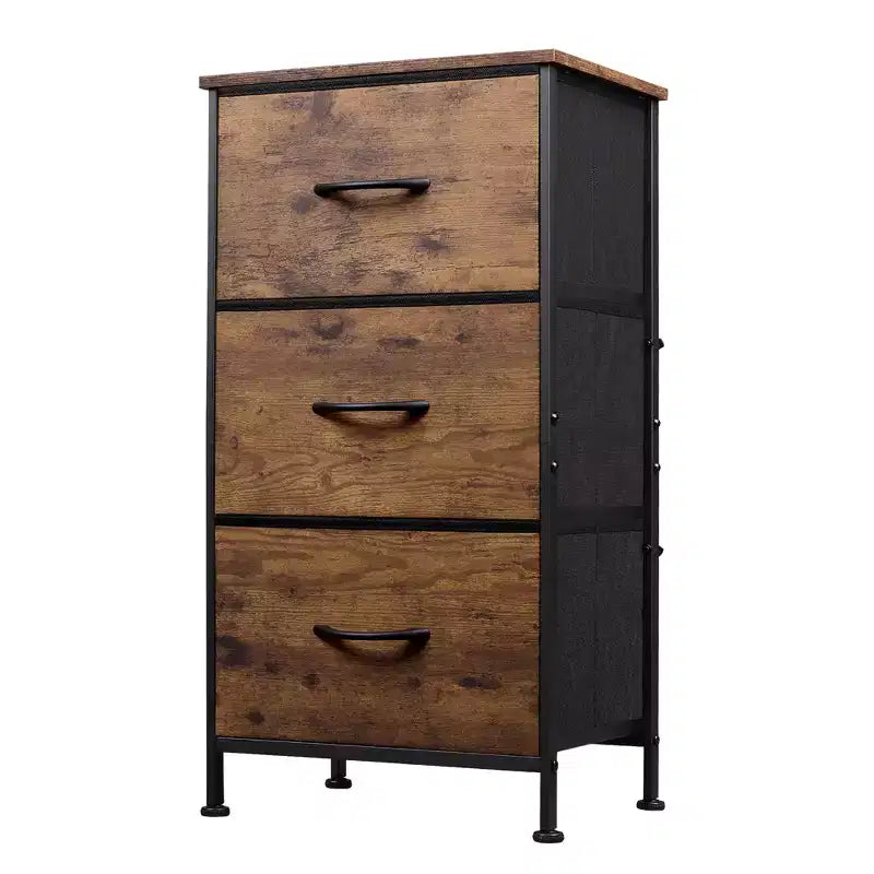 Table de chevet avec 3 tiroirs, organisateur de rangement en tissu pour chambre, couloir, entrée ou placard