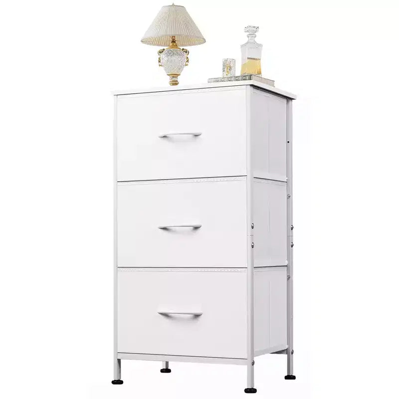 Table de chevet avec 3 tiroirs, organisateur de rangement en tissu pour chambre, couloir, entrée ou placard