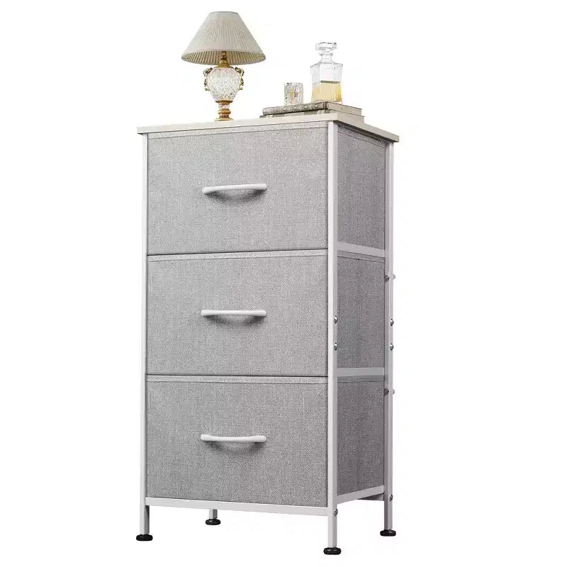 Table de chevet avec 3 tiroirs, organisateur de rangement en tissu pour chambre, couloir, entrée ou placard