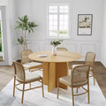 Table à manger ronde en bois massif de 45 x45 avec finition naturelle et élégants pieds cintrés pour salles à manger et cuisines modernes
