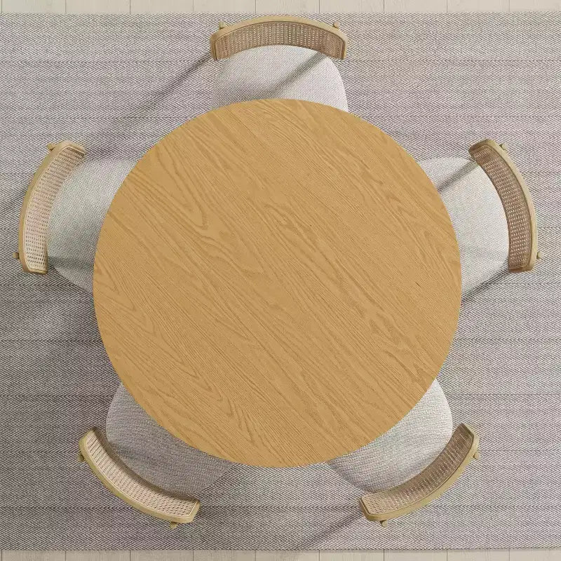 Table à manger ronde en bois massif de 45 x45 avec finition naturelle et élégants pieds cintrés pour salles à manger et cuisines modernes