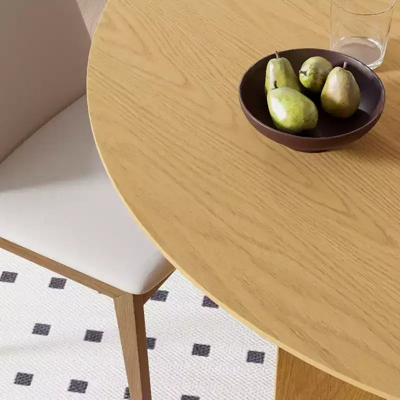 Table à manger ronde en bois massif de 45 x45 avec finition naturelle et élégants pieds cintrés pour salles à manger et cuisines modernes