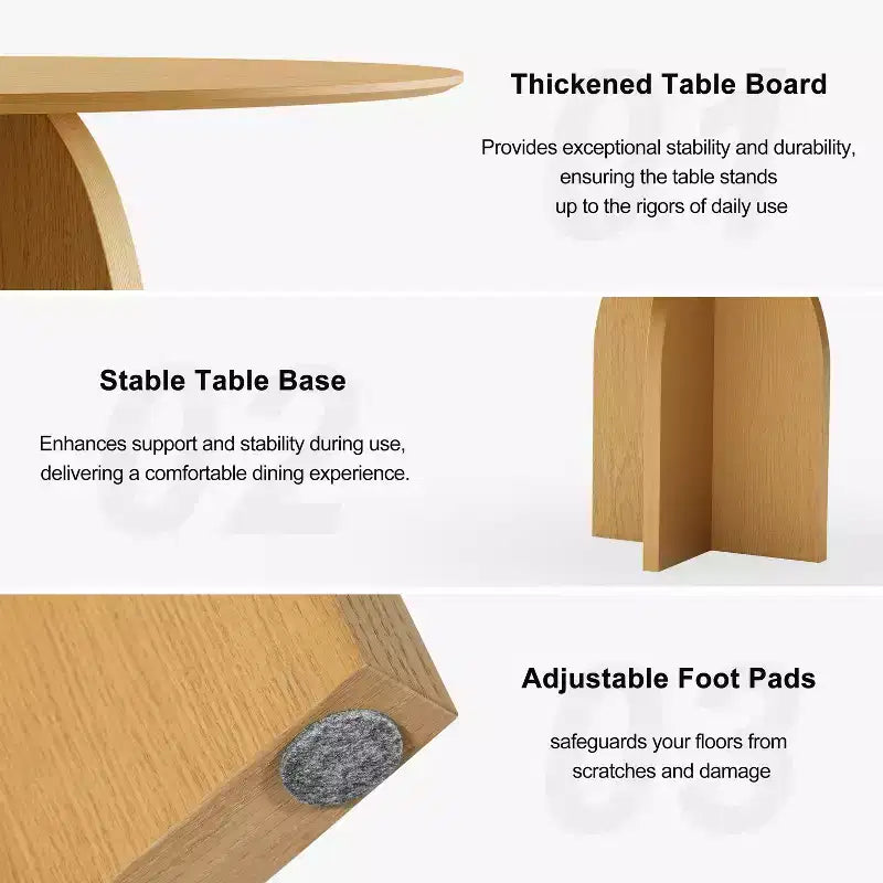 Table à manger ronde en bois massif de 45 x45 avec finition naturelle et élégants pieds cintrés pour salles à manger et cuisines modernes