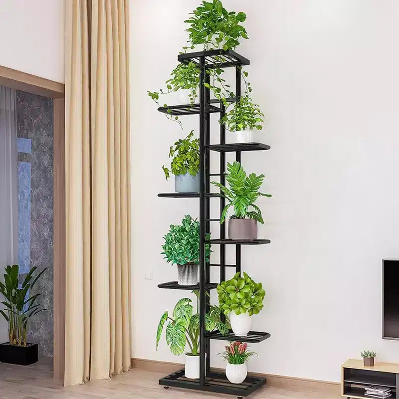 Support à plantes d’intérieur à 8 niveaux, étagère à plantes à plusieurs niveaux en métal pour terrasse, jardin, chambre, coin salon ou balcon