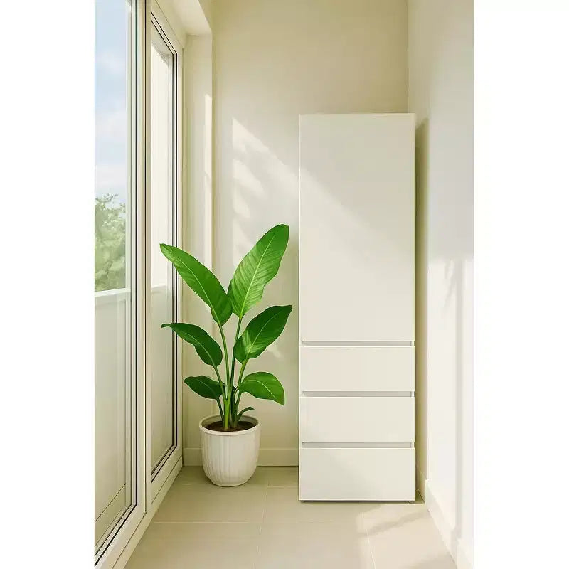Armoire de rangement modulaire en bois avec tiroirs, blanche