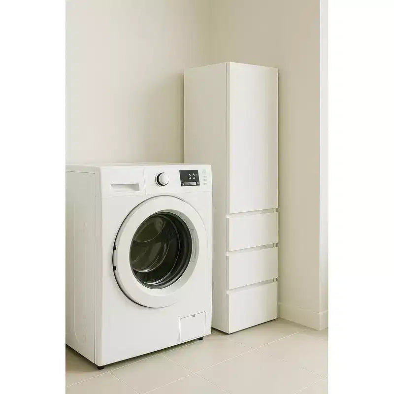 Armario modular de madera con cajones en blanco