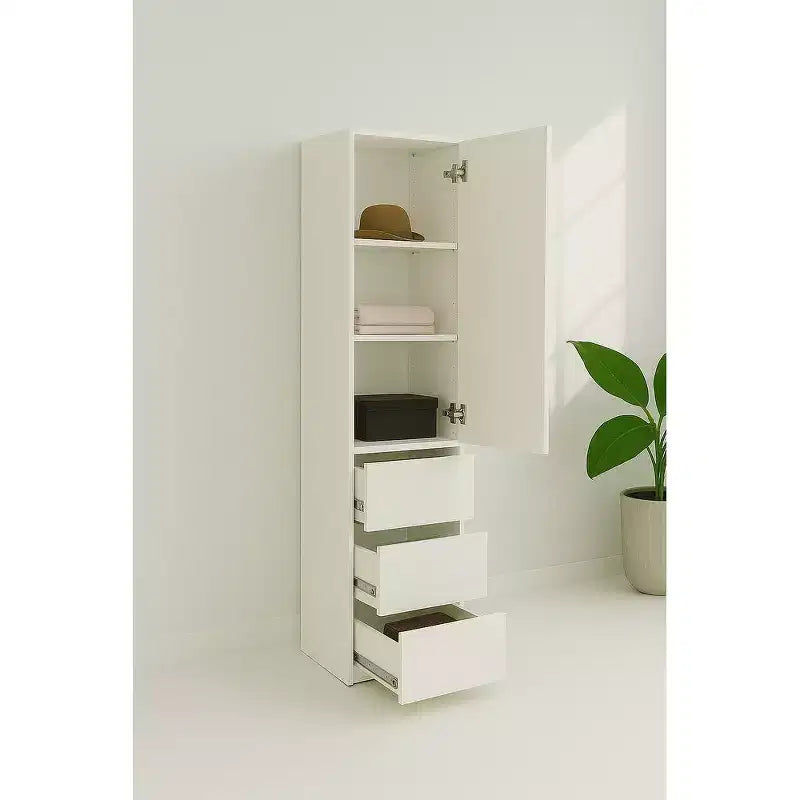 Armario modular de madera con cajones en blanco