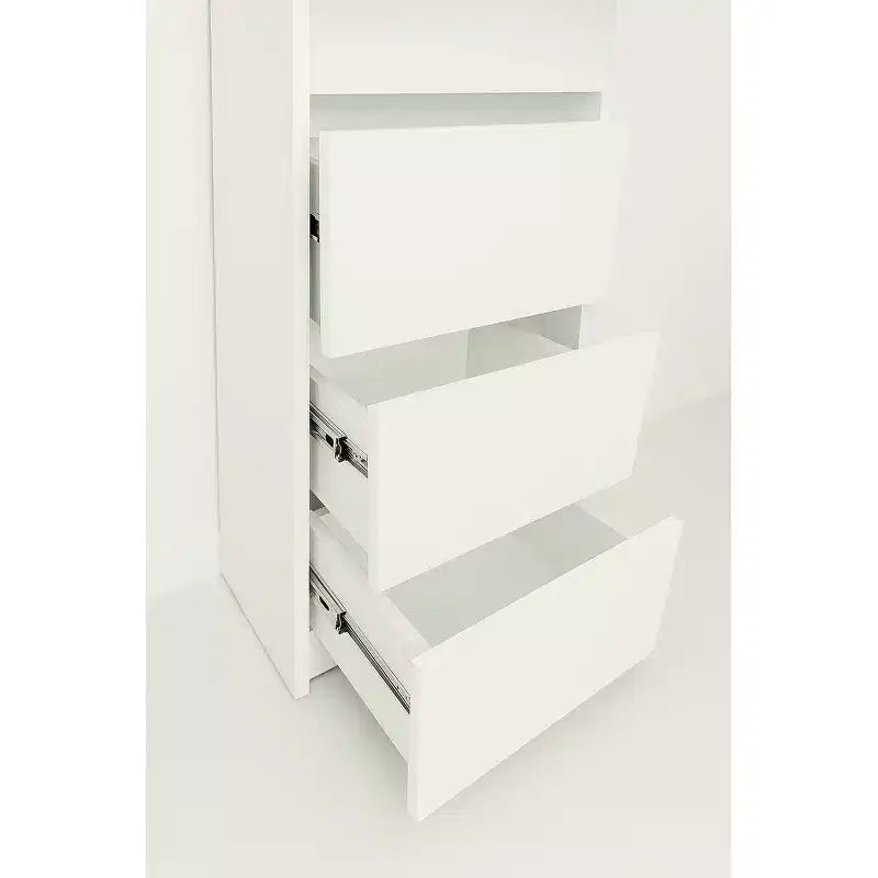 Armario modular de madera con cajones en blanco