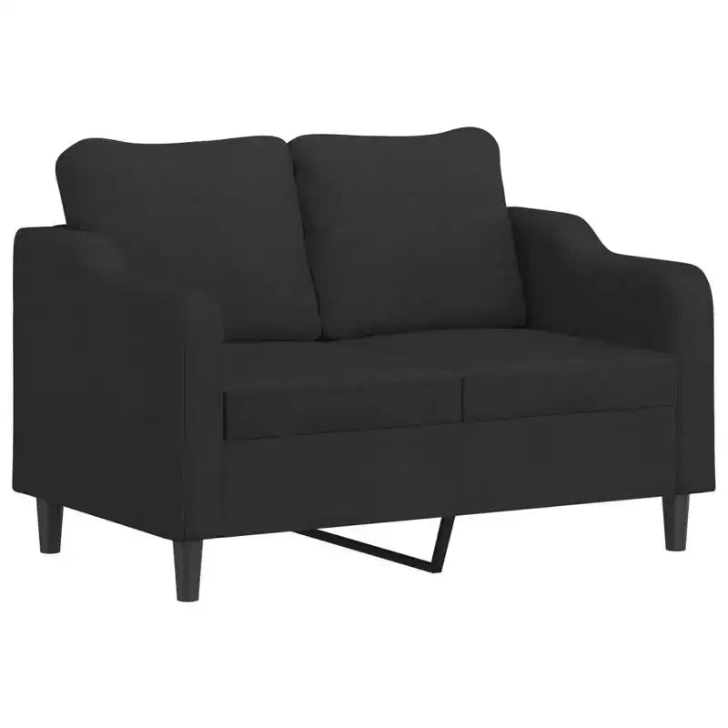 Modernes 2-Sitzer-Sofa - schwarzer Stoff und Metallgestell mit dicker Polsterung für Wohnzimmer, Lounge und Terrasse